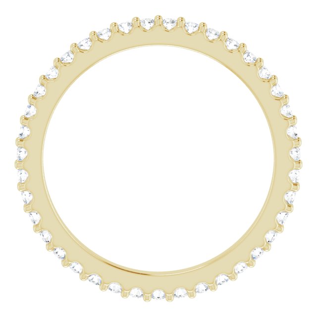 14K Gold Round Natural Diamond Shared-Prong Eternity Band – 1.3 mm Stones (1/3–3/8 CTW) - Yellow Gold - view 2