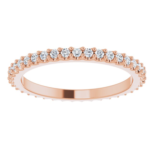 14K Gold Round Natural Diamond Shared-Prong Eternity Band – 1.3 mm Stones (1/3–3/8 CTW) - Rose Gold - view 3