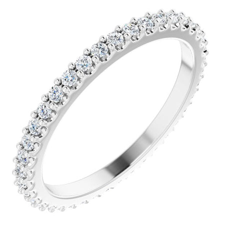 Platinum Round Natural Diamond Shared-Prong Eternity Band – 1.3 mm Stones (1/3–3/8 CTW)