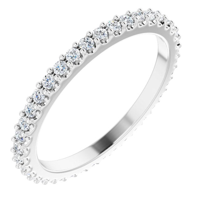 Platinum Round Natural Diamond Shared-Prong Eternity Band – 1.3 mm Stones (1/3–3/8 CTW)