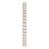 14K Gold Round Natural Diamond Shared-Prong Eternity Band – 1.3 mm Stones (1/3–3/8 CTW) - Rose Gold - view 4