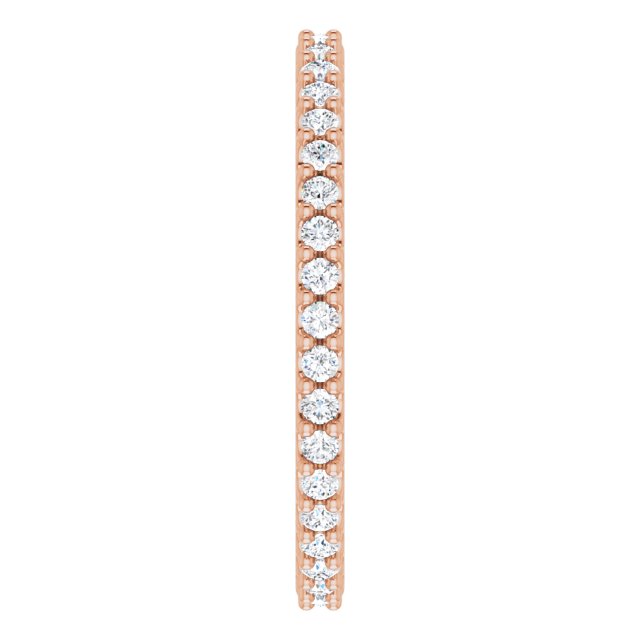 14K Gold Round Natural Diamond Shared-Prong Eternity Band – 1.3 mm Stones (1/3–3/8 CTW) - Rose Gold - view 4