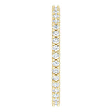 14K Gold Round Natural Diamond Shared-Prong Eternity Band – 1.3 mm Stones (1/3–3/8 CTW) - Yellow Gold - view 4
