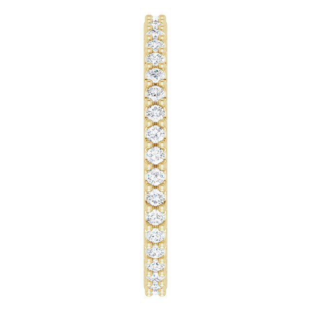 14K Gold Round Natural Diamond Shared-Prong Eternity Band – 1.3 mm Stones (1/3–3/8 CTW) - Yellow Gold - view 4