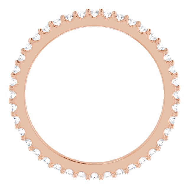 14K Gold Round Natural Diamond Shared-Prong Eternity Band – 1.3 mm Stones (1/3–3/8 CTW) - Rose Gold - view 2