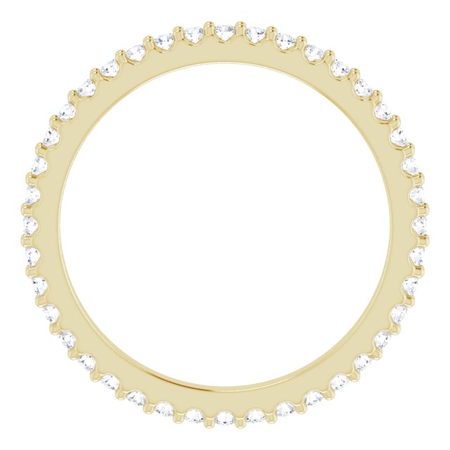 14K Gold Round Natural Diamond Shared-Prong Eternity Band – 1.3 mm Stones (1/3–3/8 CTW) - Yellow Gold - view 2