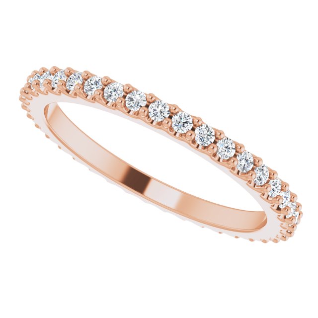 14K Gold Round Natural Diamond Shared-Prong Eternity Band – 1.3 mm Stones (1/3–3/8 CTW) - Rose Gold - view 5