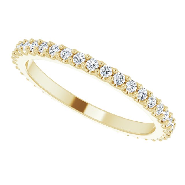 14K Gold Round Natural Diamond Shared-Prong Eternity Band – 1.3 mm Stones (1/3–3/8 CTW) - Yellow Gold - view 5