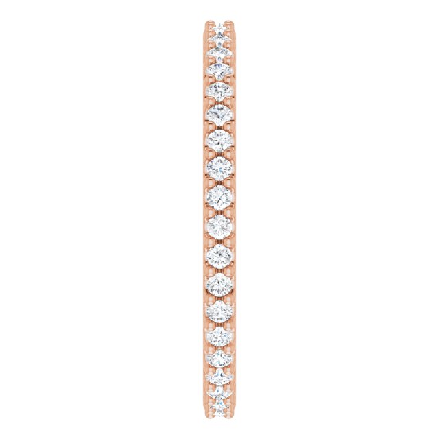 14K Gold Round Natural Diamond Shared-Prong Eternity Band – 1.3 mm Stones (1/3–3/8 CTW) - Rose Gold - view 4