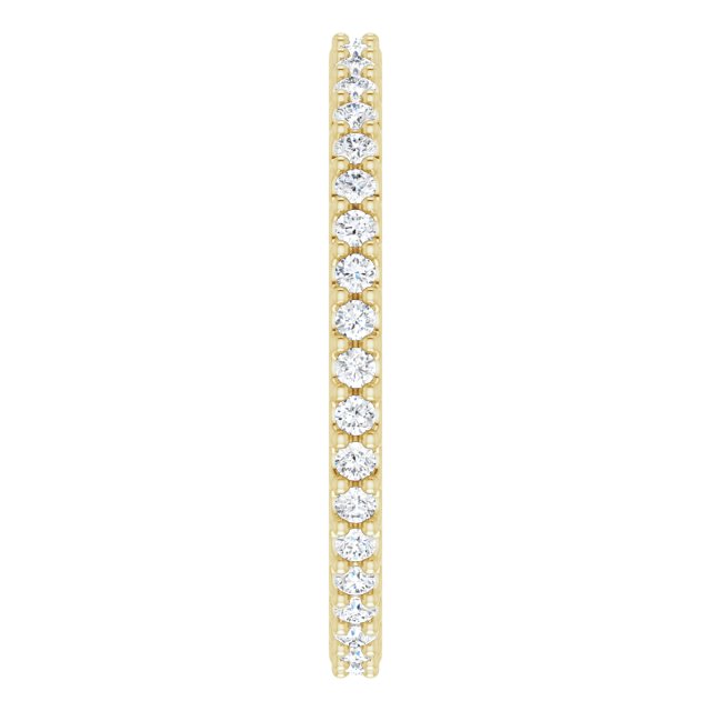14K Gold Round Natural Diamond Shared-Prong Eternity Band – 1.3 mm Stones (1/3–3/8 CTW) - Yellow Gold - view 4