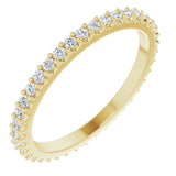 14K Gold Round Natural Diamond Shared-Prong Eternity Band – 1.3 mm Stones (1/3–3/8 CTW) - Yellow Gold