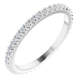 Platinum Round Natural Diamond Shared-Prong Eternity Band – 1.3 mm Stones (1/3–3/8 CTW)