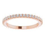 14K Gold Round Natural Diamond Shared-Prong Eternity Band – 1.3 mm Stones (1/3–3/8 CTW) - Rose Gold - view 3