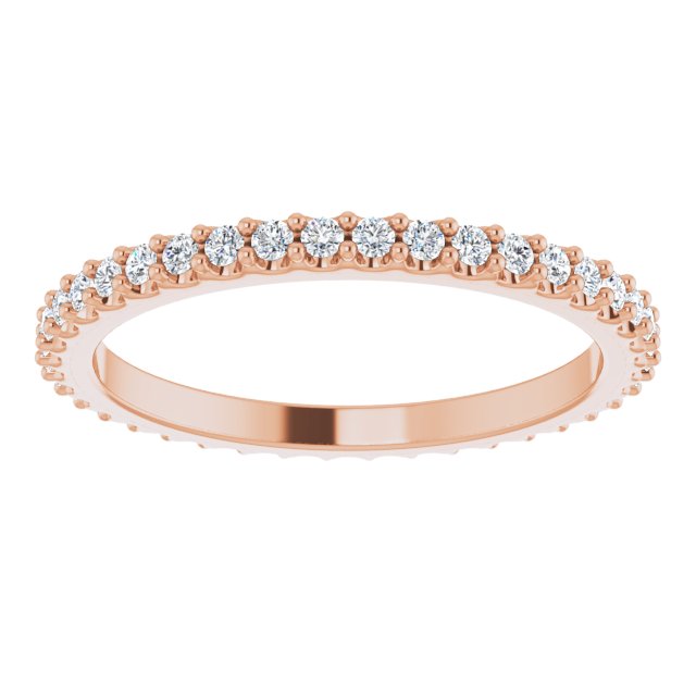 14K Gold Round Natural Diamond Shared-Prong Eternity Band – 1.3 mm Stones (1/3–3/8 CTW) - Rose Gold - view 3