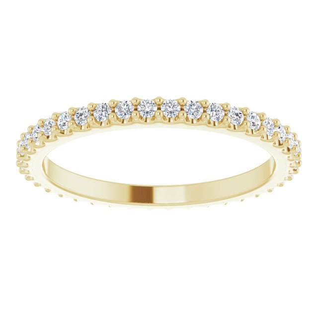 14K Gold Round Natural Diamond Shared-Prong Eternity Band – 1.3 mm Stones (1/3–3/8 CTW) - Yellow Gold - view 3