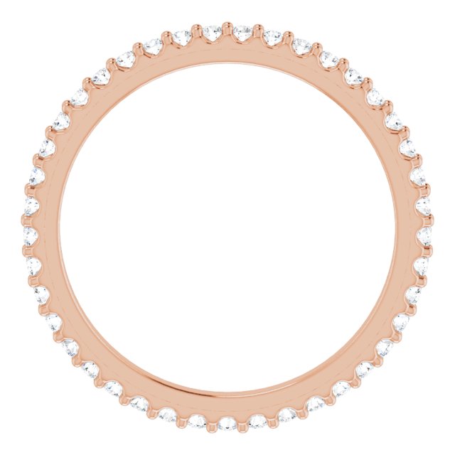 14K Gold Round Natural Diamond Shared-Prong Eternity Band – 1.3 mm Stones (1/3–3/8 CTW) - Rose Gold - view 2