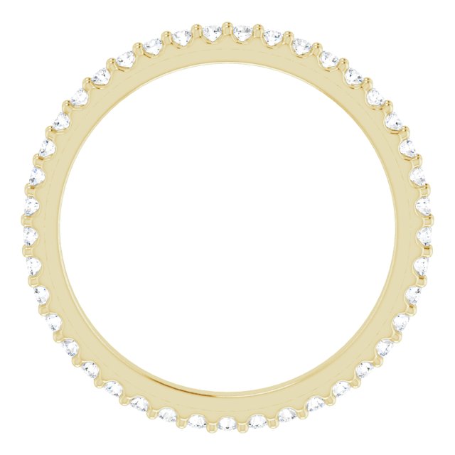 14K Gold Round Natural Diamond Shared-Prong Eternity Band – 1.3 mm Stones (1/3–3/8 CTW) - Yellow Gold - view 2