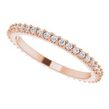 14K Gold Round Natural Diamond Shared-Prong Eternity Band – 1.3 mm Stones (1/3–3/8 CTW) - Rose Gold - view 5