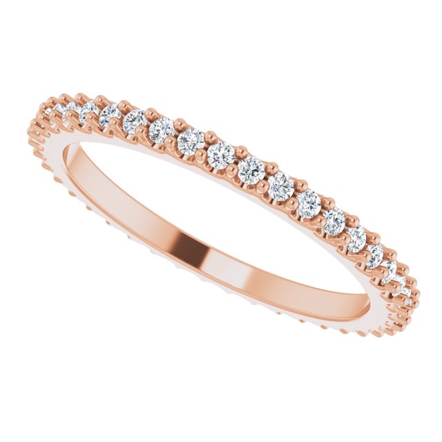 14K Gold Round Natural Diamond Shared-Prong Eternity Band – 1.3 mm Stones (1/3–3/8 CTW) - Rose Gold - view 5