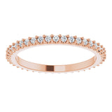 14K Gold Round Natural Diamond Shared-Prong Eternity Band – 1.3 mm Stones (1/3–3/8 CTW) - Rose Gold - view 3
