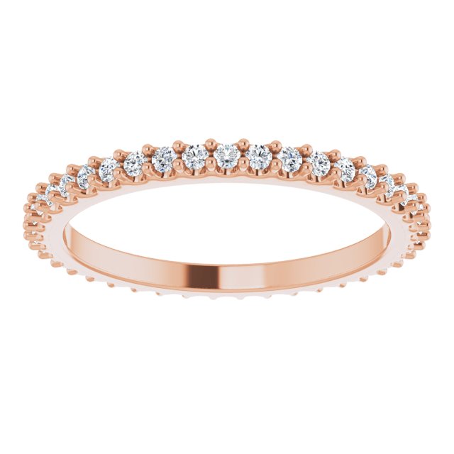 14K Gold Round Natural Diamond Shared-Prong Eternity Band – 1.3 mm Stones (1/3–3/8 CTW) - Rose Gold - view 3