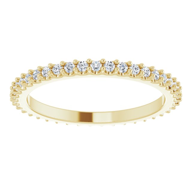 14K Gold Round Natural Diamond Shared-Prong Eternity Band – 1.3 mm Stones (1/3–3/8 CTW) - Yellow Gold - view 3