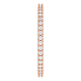 14K Gold Round Natural Diamond Shared-Prong Eternity Band – 1.3 mm Stones (1/3–3/8 CTW) - Rose Gold - view 4