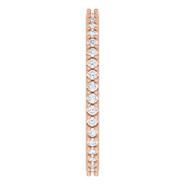 14K Gold Round Natural Diamond Shared-Prong Eternity Band – 1.3 mm Stones (1/3–3/8 CTW) - Rose Gold - view 4