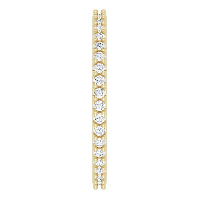 14K Gold Round Natural Diamond Shared-Prong Eternity Band – 1.3 mm Stones (1/3–3/8 CTW) - Yellow Gold - view 4
