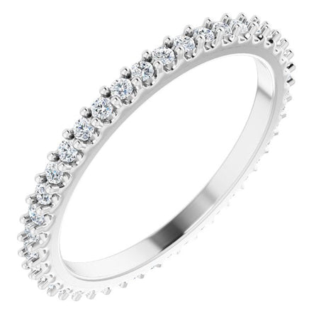 Platinum Round Natural Diamond Shared-Prong Eternity Band – 1.3 mm Stones (1/3–3/8 CTW)