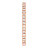 14K Gold Round Natural Diamond Shared-Prong Eternity Band – 1.3 mm Stones (1/3–3/8 CTW) - Rose Gold - view 4