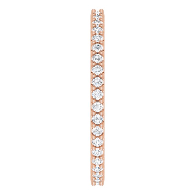 14K Gold Round Natural Diamond Shared-Prong Eternity Band – 1.3 mm Stones (1/3–3/8 CTW) - Rose Gold - view 4