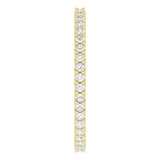 14K Gold Round Natural Diamond Shared-Prong Eternity Band – 1.3 mm Stones (1/3–3/8 CTW) - Yellow Gold - view 4