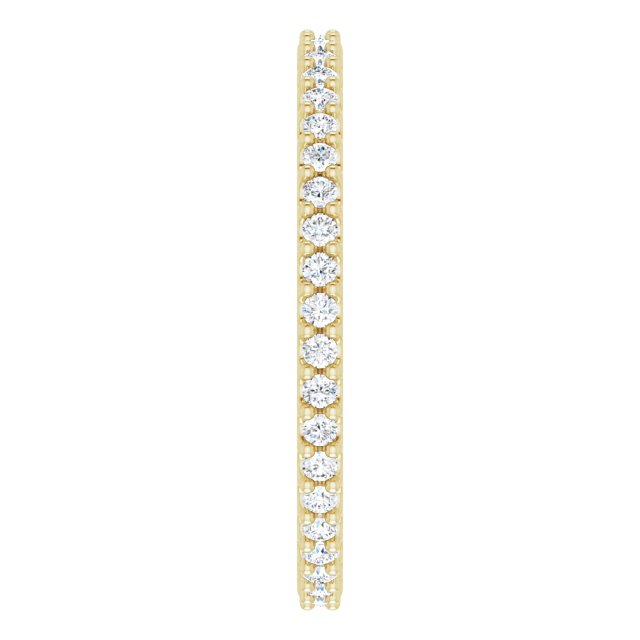 14K Gold Round Natural Diamond Shared-Prong Eternity Band – 1.3 mm Stones (1/3–3/8 CTW) - Yellow Gold - view 4
