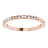14K Gold Round Natural Diamond Shared-Prong Eternity Band – 1.3 mm Stones (1/3–3/8 CTW) - Rose Gold - view 3