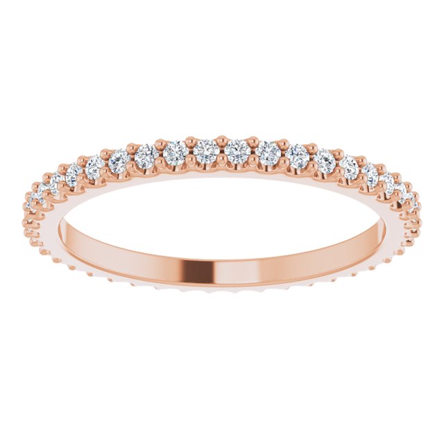 14K Gold Round Natural Diamond Shared-Prong Eternity Band – 1.3 mm Stones (1/3–3/8 CTW) - Rose Gold - view 3
