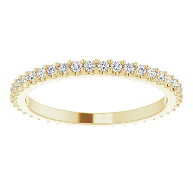 14K Gold Round Natural Diamond Shared-Prong Eternity Band – 1.3 mm Stones (1/3–3/8 CTW) - Yellow Gold - view 3