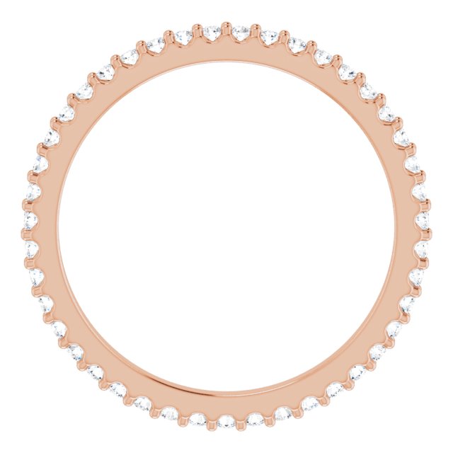 14K Gold Round Natural Diamond Shared-Prong Eternity Band – 1.3 mm Stones (1/3–3/8 CTW) - Rose Gold - view 2