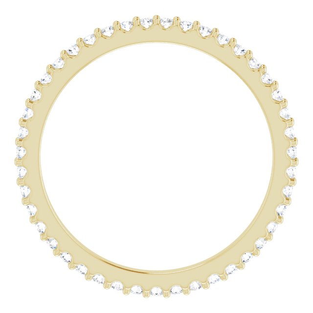 14K Gold Round Natural Diamond Shared-Prong Eternity Band – 1.3 mm Stones (1/3–3/8 CTW) - Yellow Gold - view 2