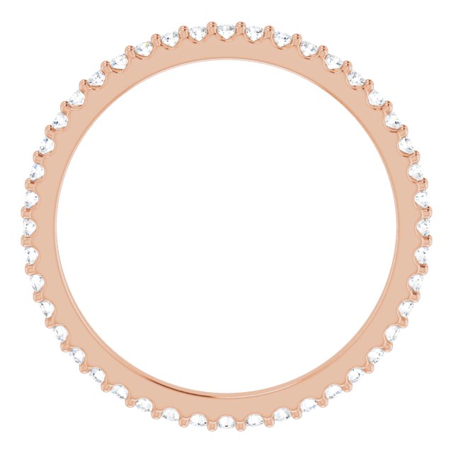 14K Gold Round Natural Diamond Shared-Prong Eternity Band – 1.3 mm Stones (1/3–3/8 CTW) - Rose Gold - view 2