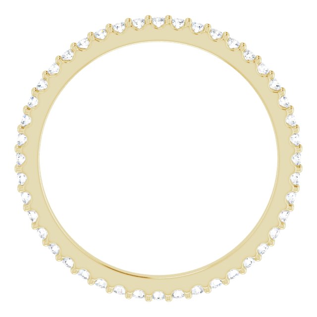 14K Gold Round Natural Diamond Shared-Prong Eternity Band – 1.3 mm Stones (1/3–3/8 CTW) - Yellow Gold - view 2