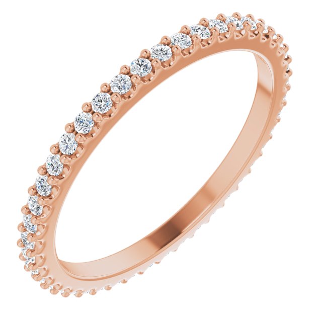 14K Gold Round Natural Diamond Shared-Prong Eternity Band – 1.3 mm Stones (1/3–3/8 CTW) - Rose Gold