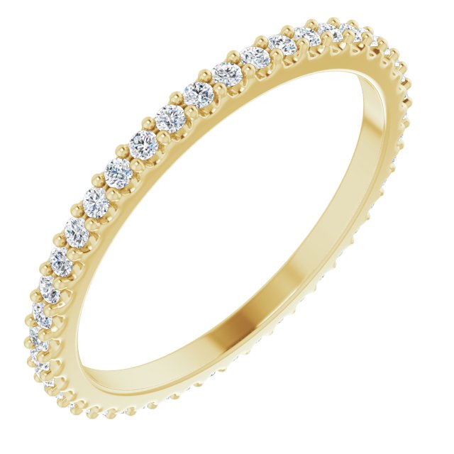 14K Gold Round Natural Diamond Shared-Prong Eternity Band – 1.3 mm Stones (1/3–3/8 CTW) - Yellow Gold