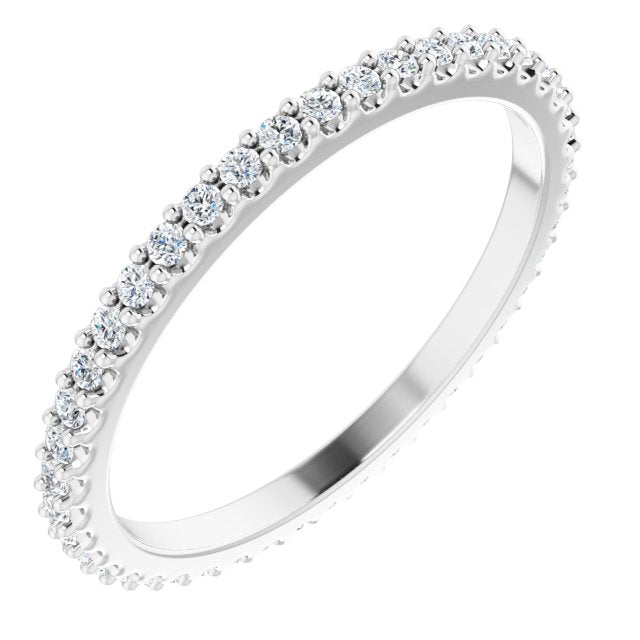 Platinum Round Natural Diamond Shared-Prong Eternity Band – 1.3 mm Stones (1/3–3/8 CTW)