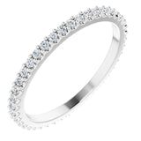 14K Gold Round Natural Diamond Shared-Prong Eternity Band – 1.3 mm Stones (1/3–3/8 CTW) - White Gold
