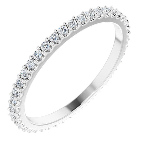 14K Gold Round Natural Diamond Shared-Prong Eternity Band – 1.3 mm Stones (1/3–3/8 CTW) - White Gold