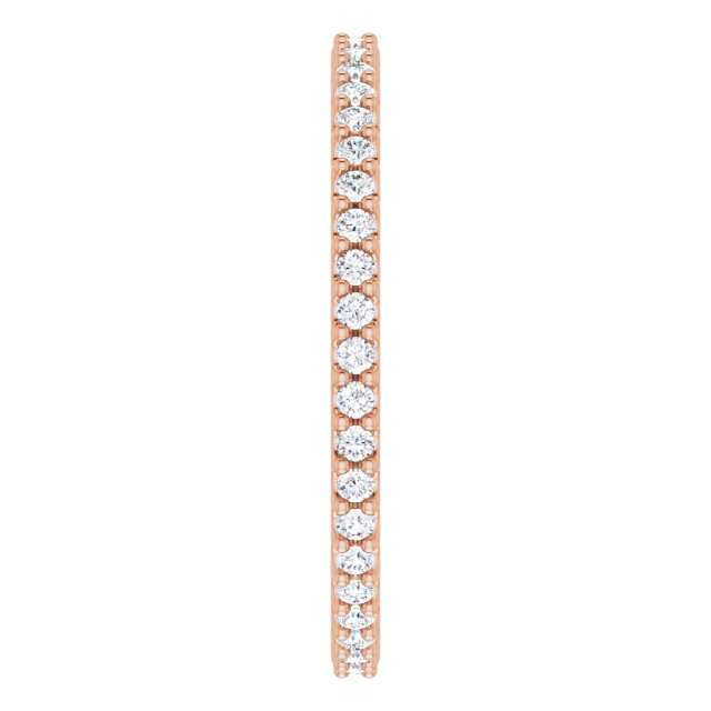 14K Gold Round Natural Diamond Shared-Prong Eternity Band – 1.3 mm Stones (1/3–3/8 CTW) - Rose Gold - view 4