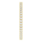 14K Gold Round Natural Diamond Shared-Prong Eternity Band – 1.3 mm Stones (1/3–3/8 CTW) - Yellow Gold - view 4