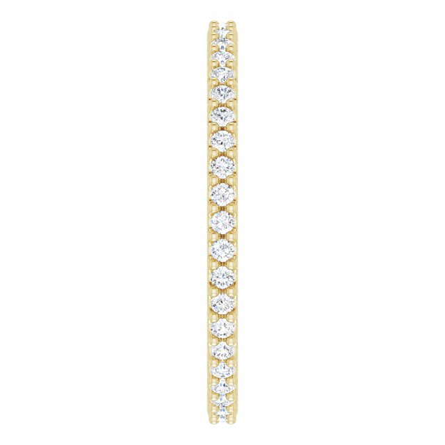 14K Gold Round Natural Diamond Shared-Prong Eternity Band – 1.3 mm Stones (1/3–3/8 CTW) - Yellow Gold - view 4