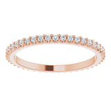 14K Gold Round Natural Diamond Shared-Prong Eternity Band – 1.3 mm Stones (1/3–3/8 CTW) - Rose Gold - view 3